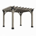 Pergola de jardin en bois gris 300x300 cm avec structure ajourée et toit à lattes, idéale pour espace extérieur.