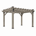 Pergola de jardin en bois gris 300 x 300 cm avec structure ajourée classique, idéale pour un espace extérieur élégant.