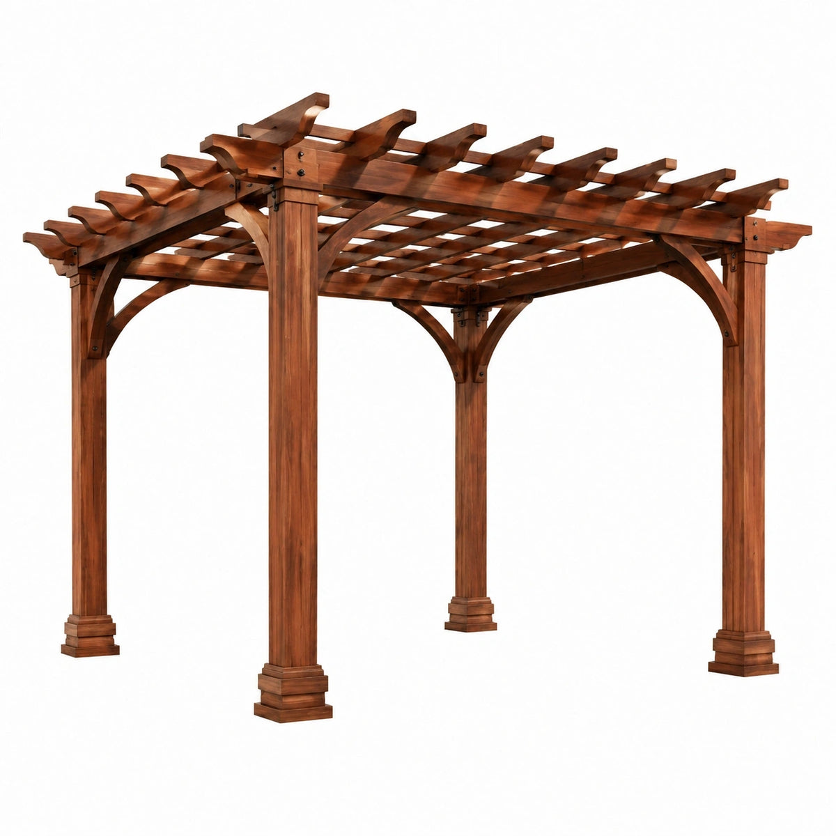 Pergola de jardin 300 x 300 x 250 cm en bois marron - structure ajourée pour extérieur