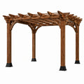 Pergola en bois marron de style rustique, dimensions 360x360x250 cm, pour jardin, par Rorqelvo.